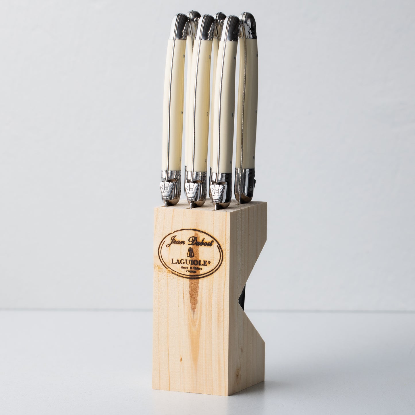 Ivory Laguiole Steak Knife Set in Wood Block (6 piece)