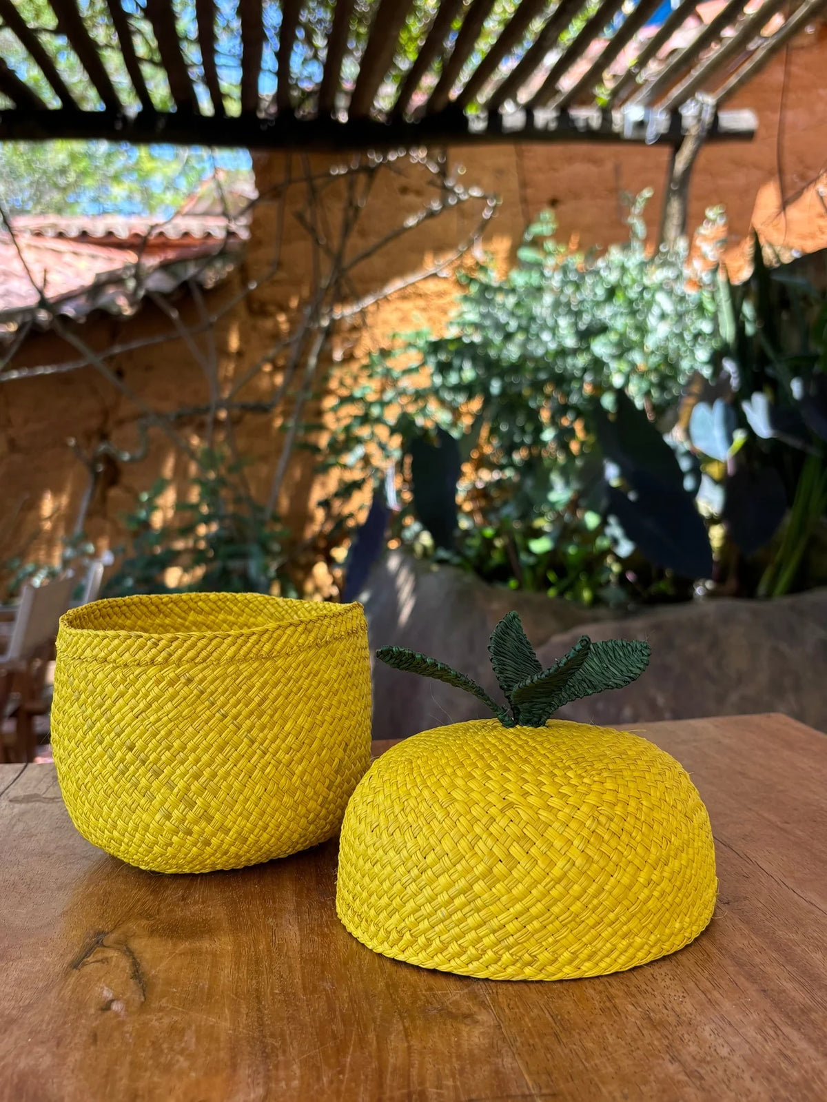 Handwoven Lemon Basket With Lid