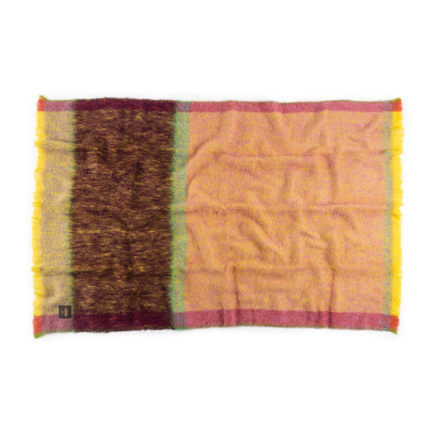 Purple Yellow Fuchsia Pink and Green Mohair Rozco Throw Blanket