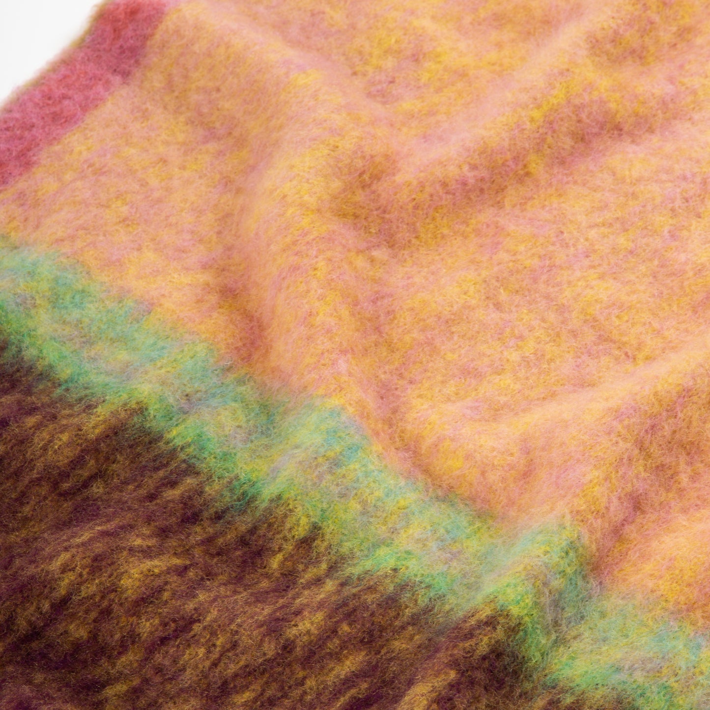 Purple Yellow Fuchsia Pink and Green Mohair Rozco Throw Blanket