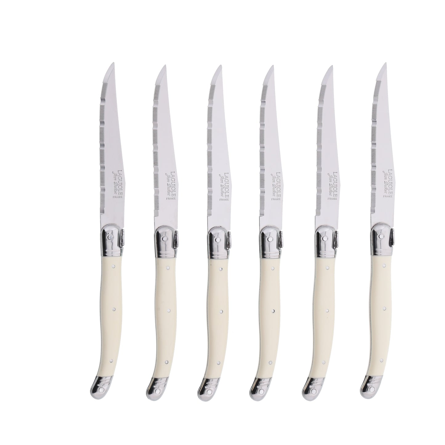 Ivory Laguiole Steak Knife Set in Wood Block (6 piece)