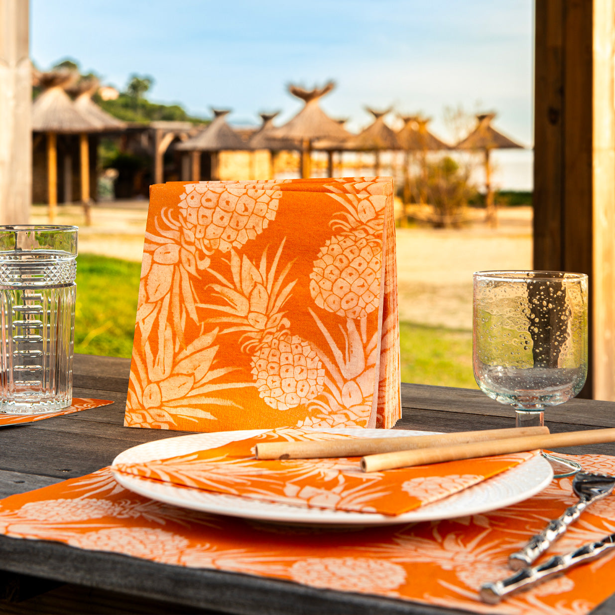 Orange Pineapple Paper Napkins (8")