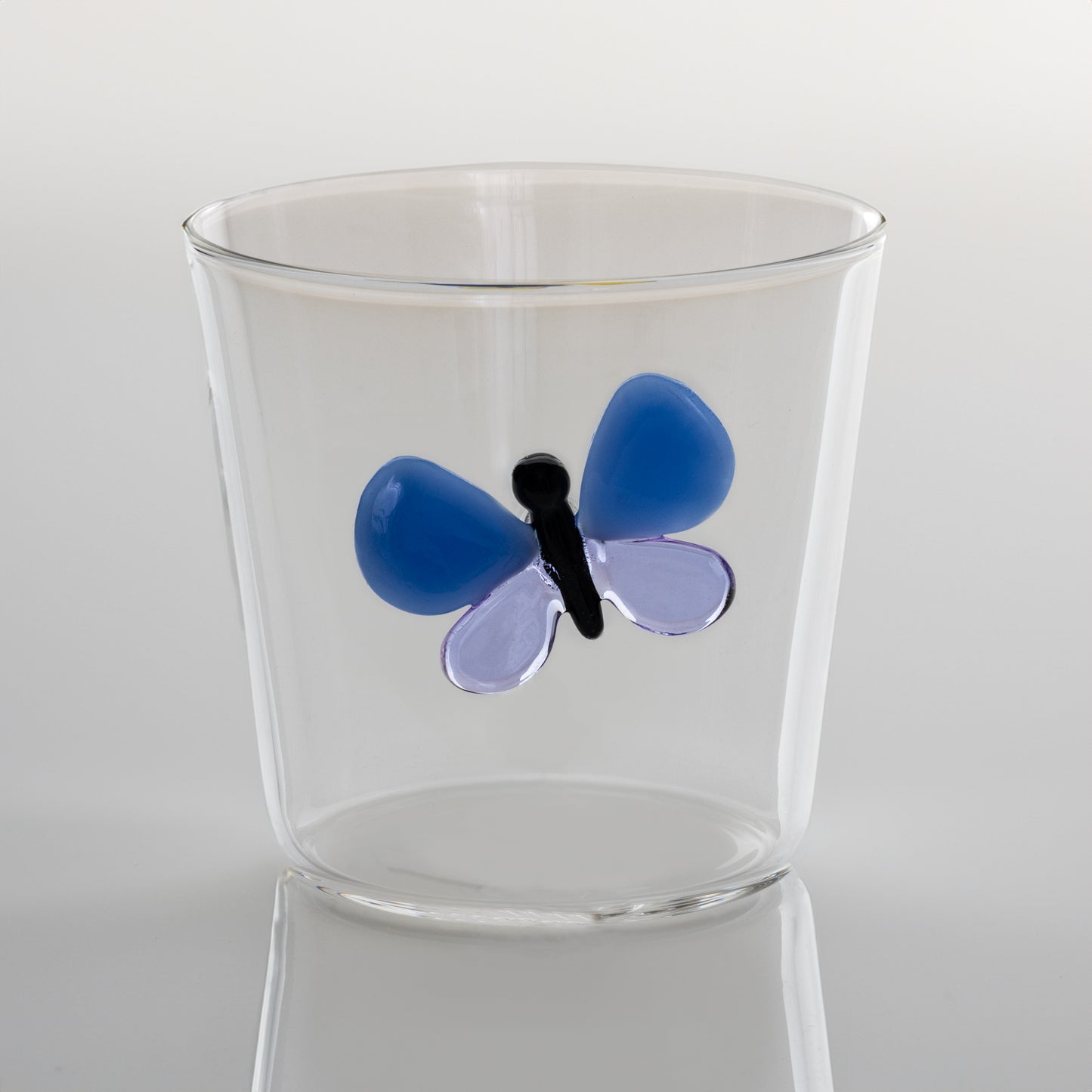 Ichendorf Milano Blue Garden Picnic Butterfly Glass Handmade Tumbler