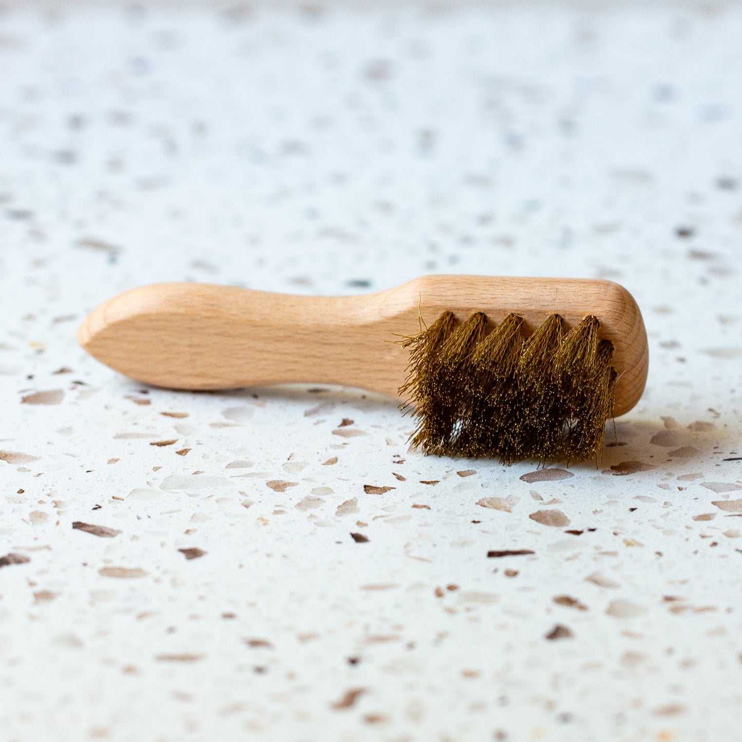 Redecker Brass Suede Brush with Untreated Beechwood Handle