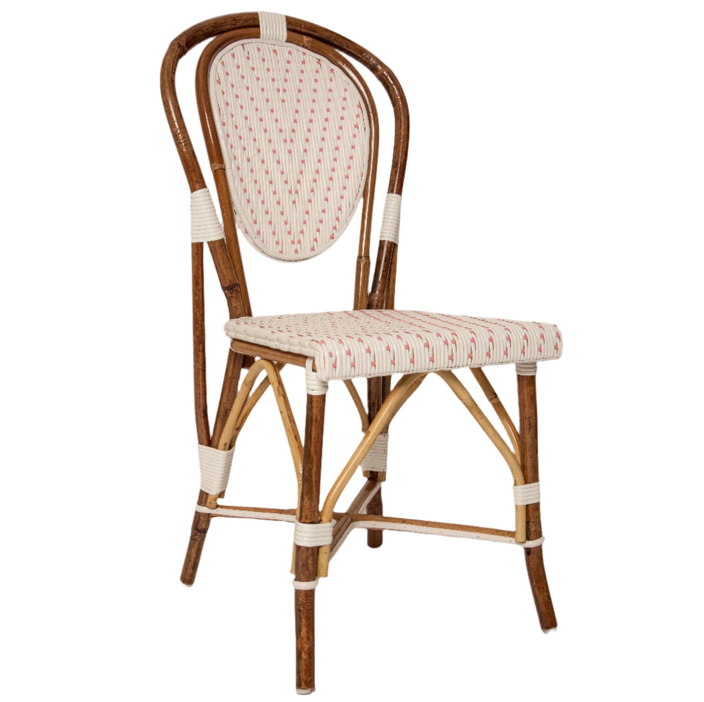 White and Pink Mediterranean Bistro Chair (L)
