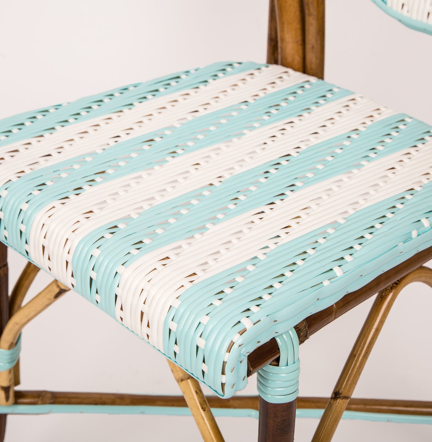 Azure and White Mediterranean Bistro Chair (petit points bandes- stripe)