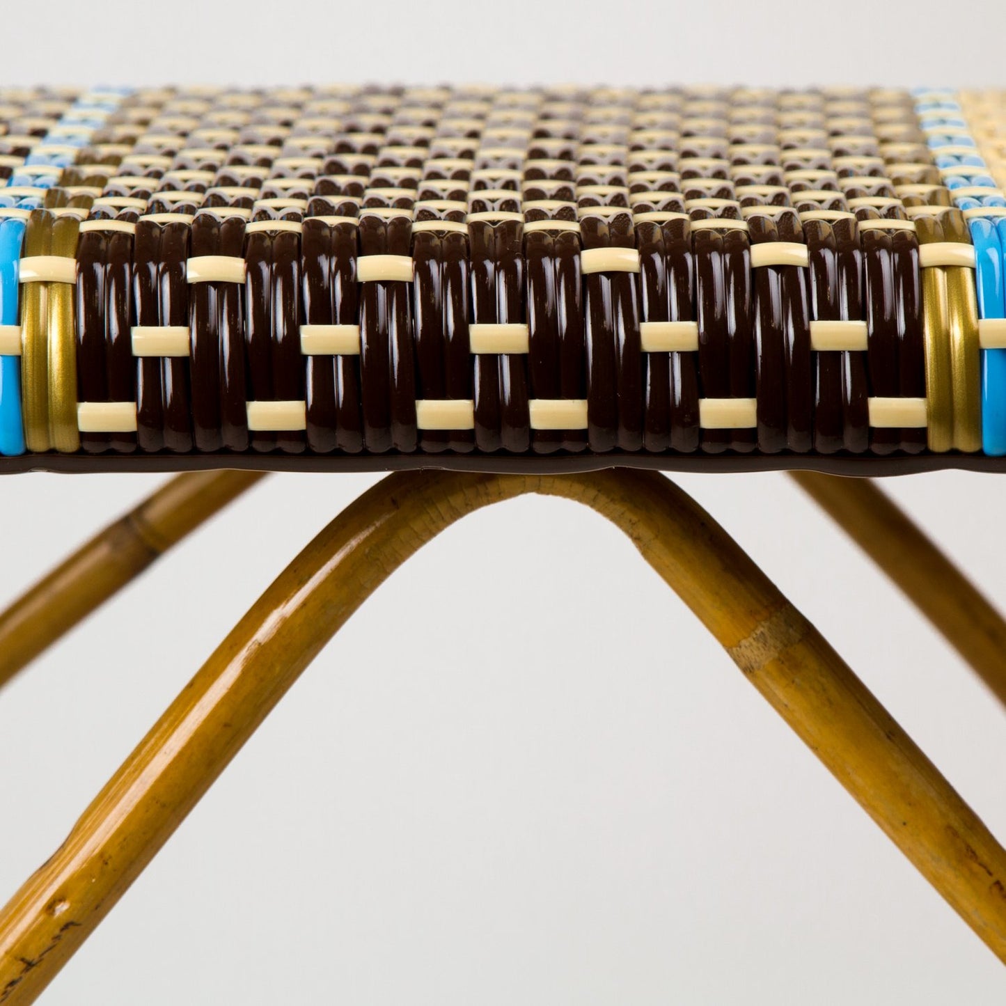 Brown, Cream, Azure & Gold Mediterranean Bistro Square Back Stripe Chair