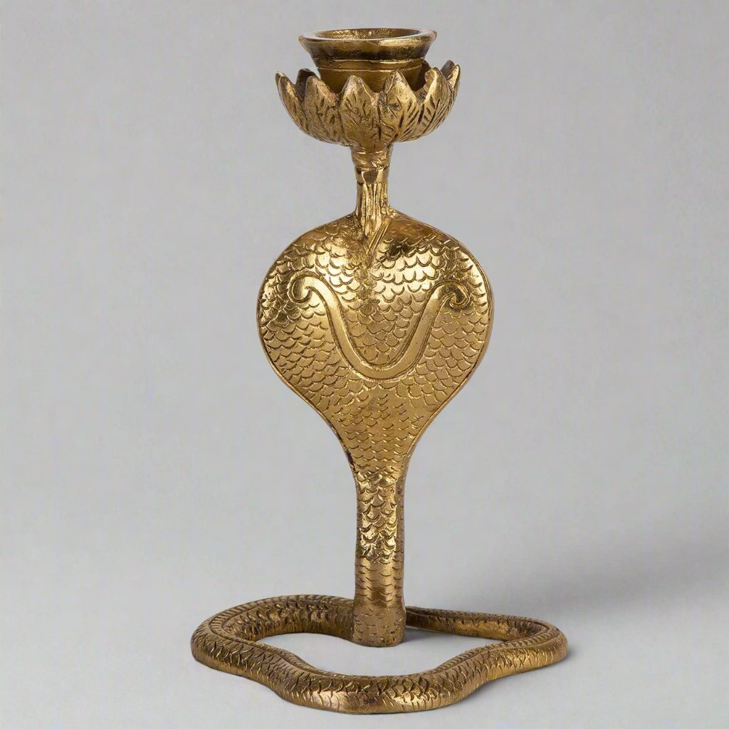 Handmade Brass Cobra Candle Holder