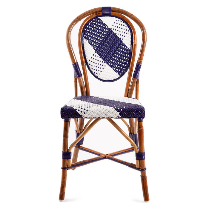 Dark Blue and White Mediterranean Bistro Chair (Plaid)