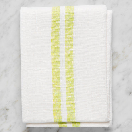 Green & White Striped Linen Tea Towel