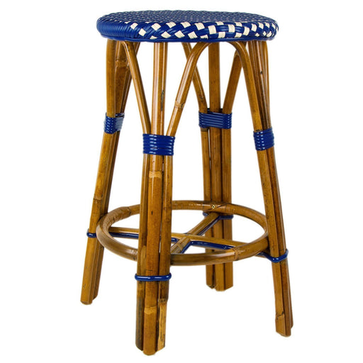 Blue & Cream Counter Height Mediterranean Bistro Bar Stool (26" h) (E)