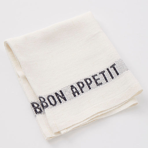White and Black ‘Bon Appetit’ Linen Napkin