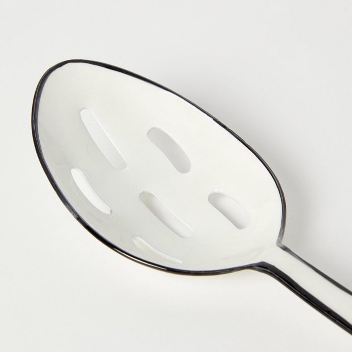 White Enamel Slotted Spoon
