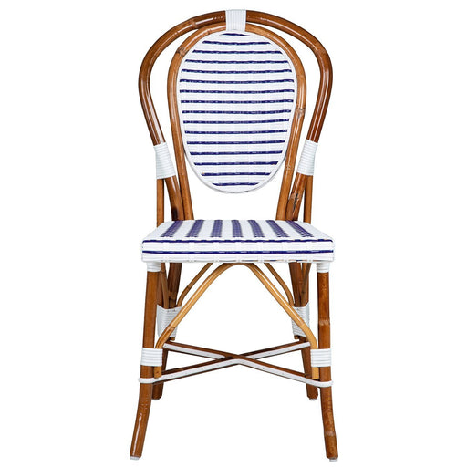 White and Dark Blue Mediterranean Bistro Chair (16-ligne)