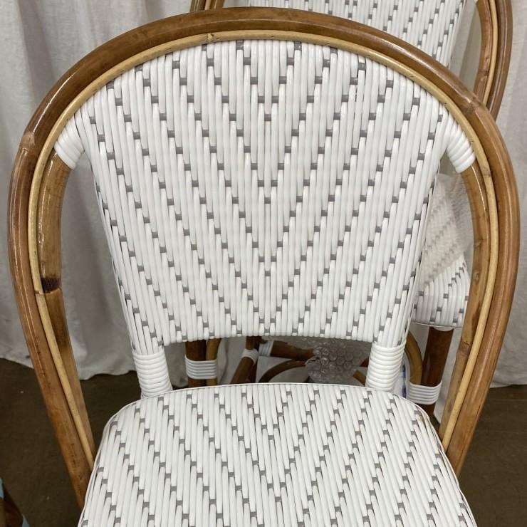 White and Grey Mediterranean Bistro Bar Stool with Back (29" h. seat) (L)