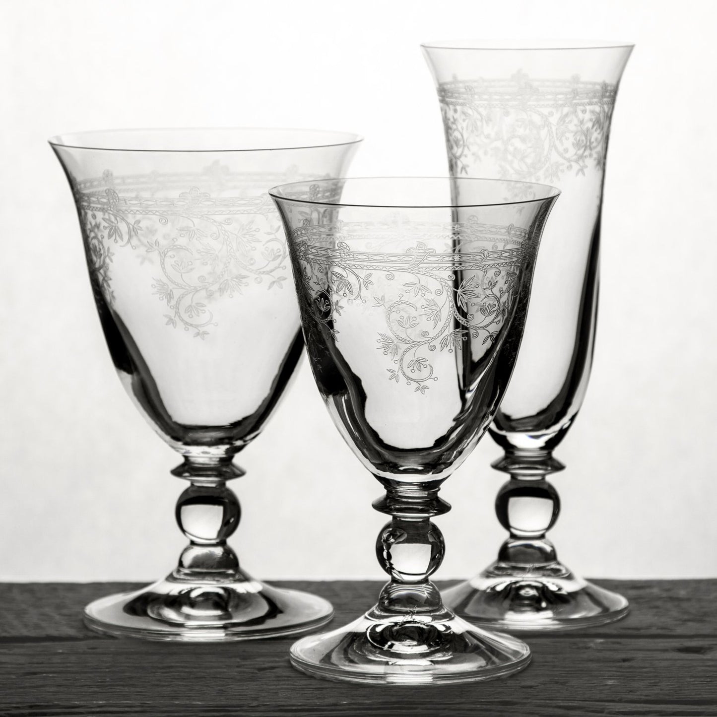 Ornate Etched Wine Glass