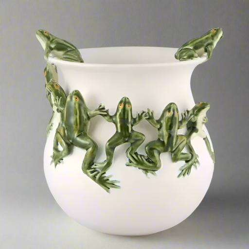Frog Dance Vase (White)