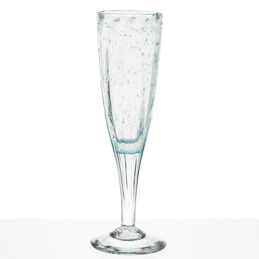 Hand Blown Light Blue Champagne Flute