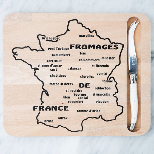 Map Cutting Board and White Laguiole Knife