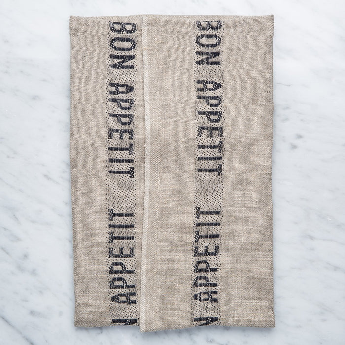 Brown and Black ‘Bon Appetit’ Linen Tea Towel