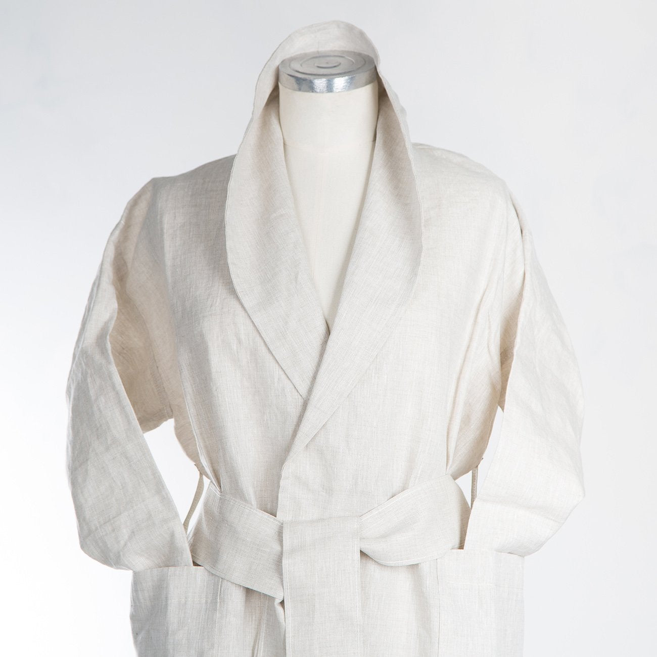 Large Chic Cream Linen Robe