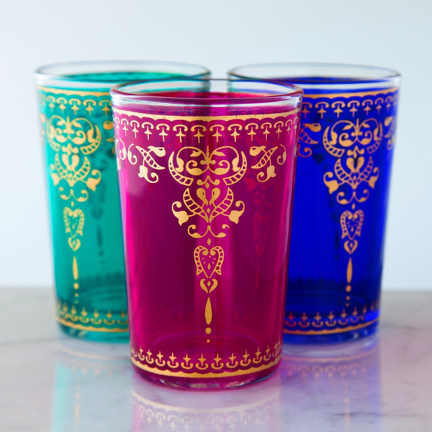 Pink and Gold Filigree Moroccan Tea Glass