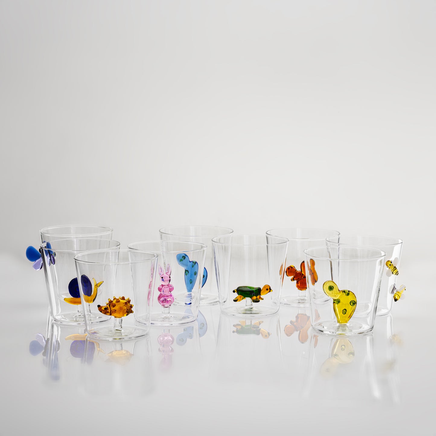 Ichendorf Milano Blue Garden Picnic Butterfly Glass Handmade Tumbler