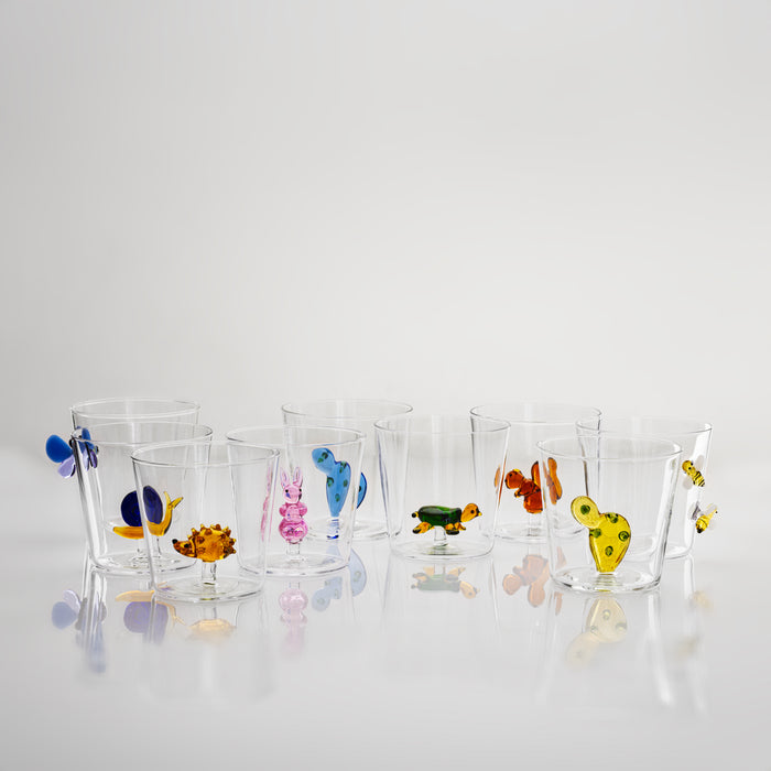 Ichendorf Milano Blue Garden Picnic Butterfly Glass Handmade Tumbler