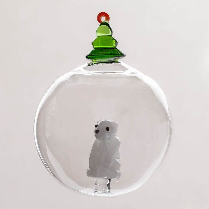 Ichendorf Milano White Bear and Green Christmas Tree Ornament
