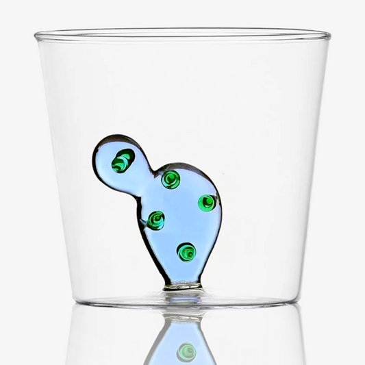 Ichendorf Milano Desert Plants Cactus Blue Glass Handmade Tumbler