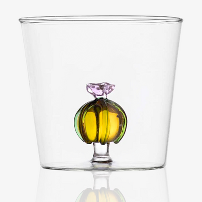 Ichendorf Milano Desert Plants Cactus Pink Flower Glass Handmade Tumbler