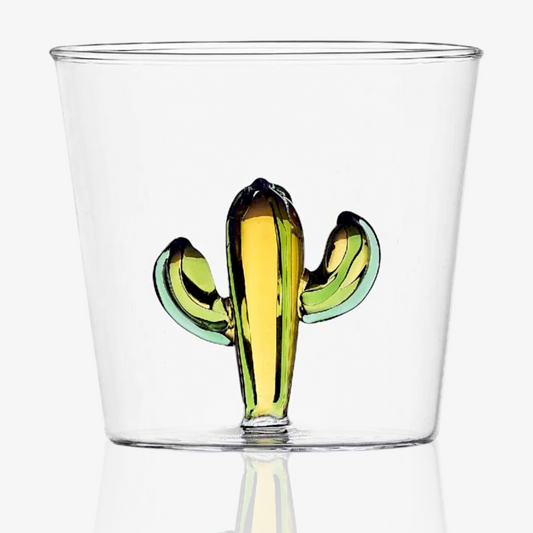 Ichendorf Milano Desert Plants Cactus Green Amber Glass Handmade Tumbler