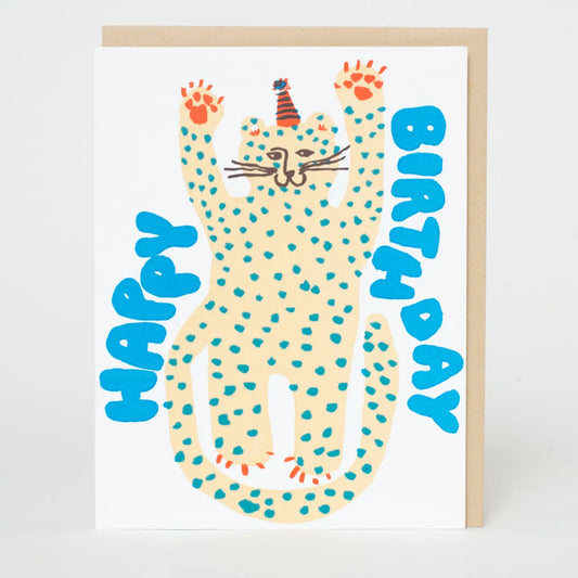 Birthday Party Cheetah Letterpress Greeting Card