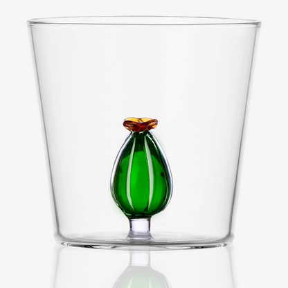 Ichendorf Milano Desert Plants Cactus Amber Flower Glass Handmade Tumbler