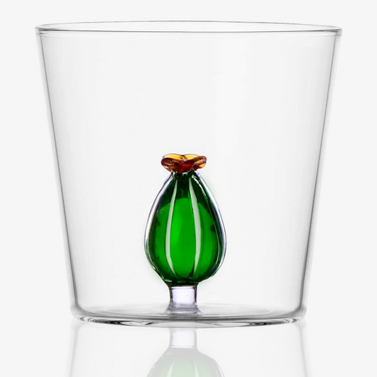 Ichendorf Milano Desert Plants Cactus Amber Flower Glass Handmade Tumbler