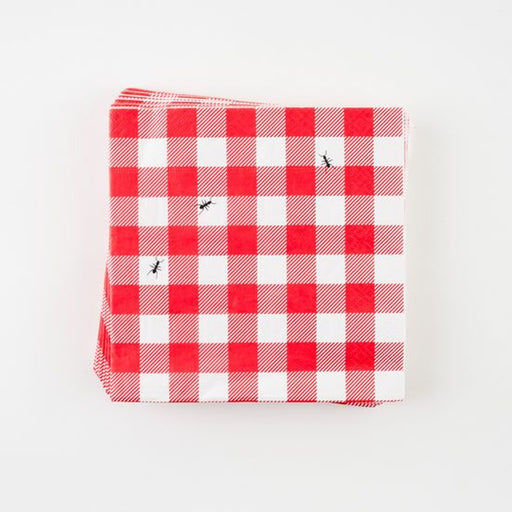 Red Gingham & Ants Luncheon Paper Napkins (6.5")