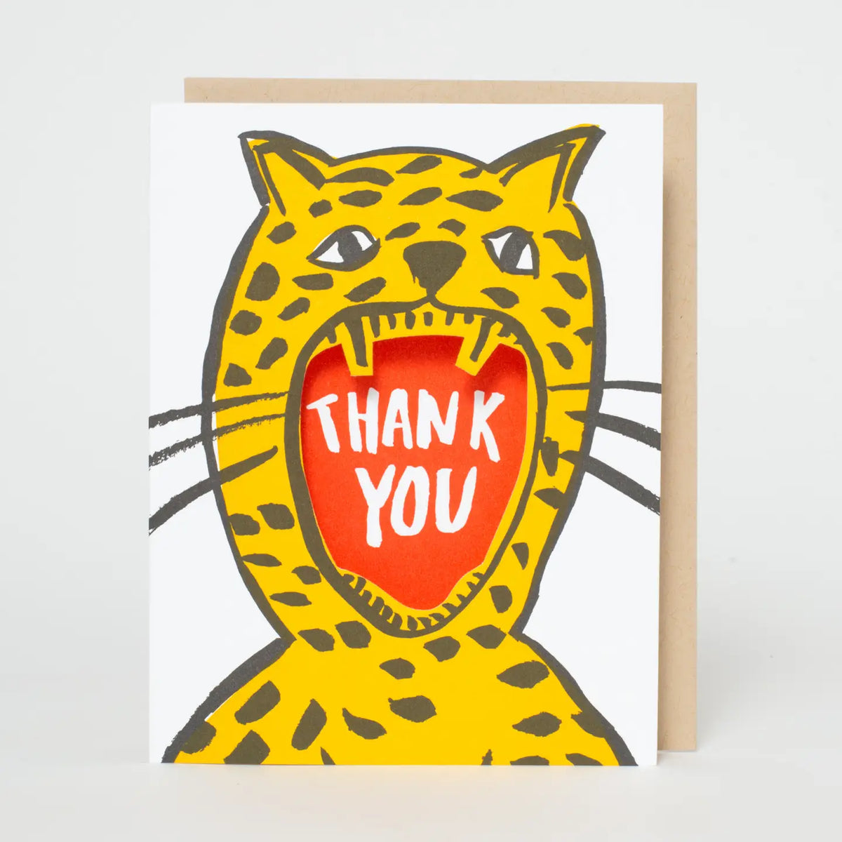 Thank You Cheetah Cutout Letterpress Greeting Card