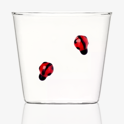 Ichendorf Milano Garden Picnic Ladybugs Glass Handmade Tumbler