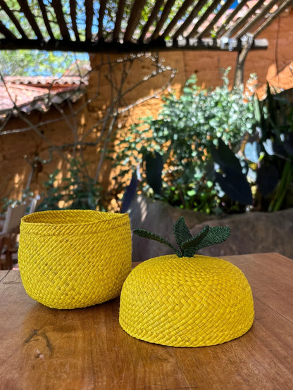 Handwoven Lemon Basket With Lid