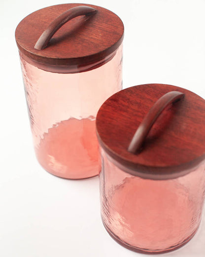 Handblown Hammered Glass Canisters