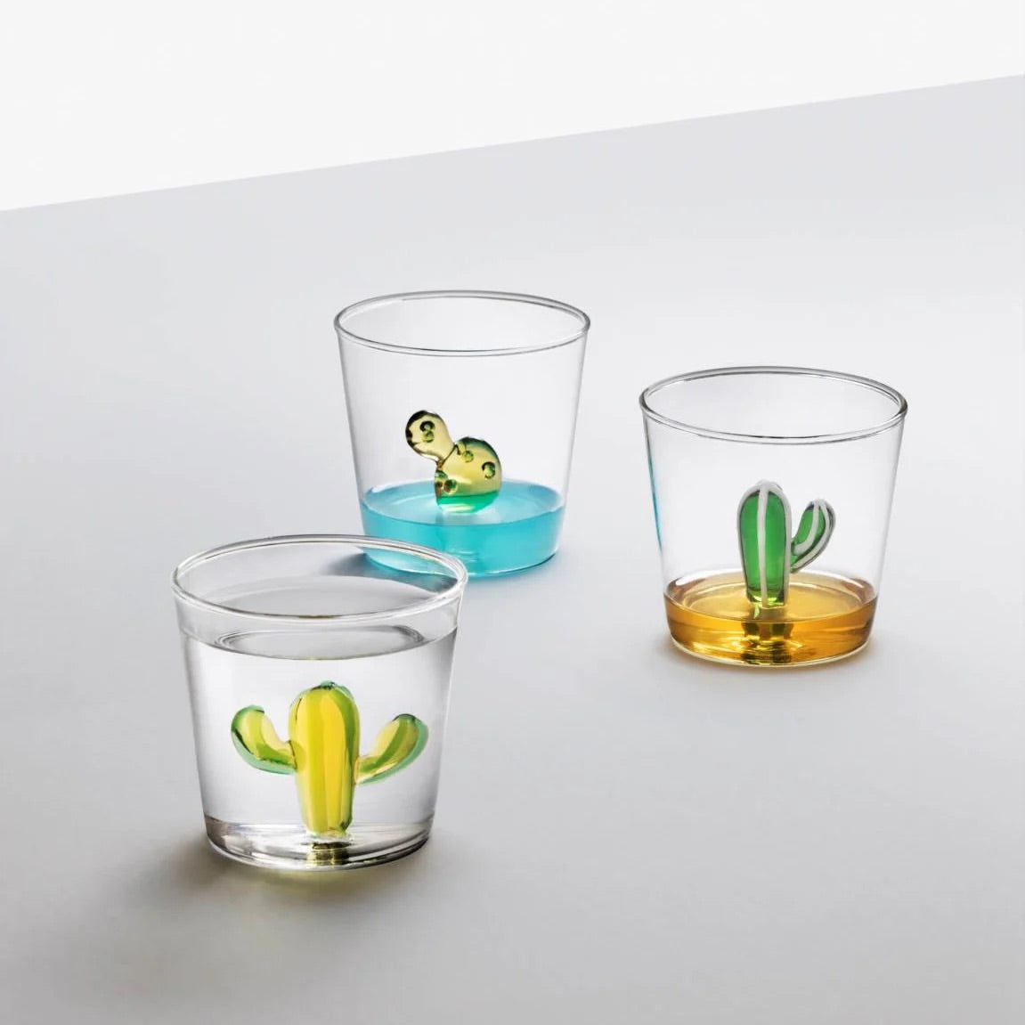Ichendorf Milano Desert Plants Cactus Pink Flower Glass Handmade Tumbler