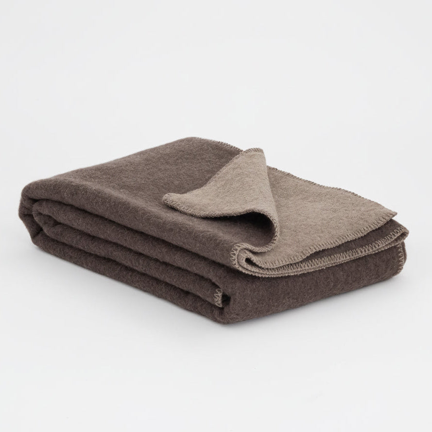 Hand-loomed Brown Grizzly Merino Wool Throw Blanket (Made in Ukraine)