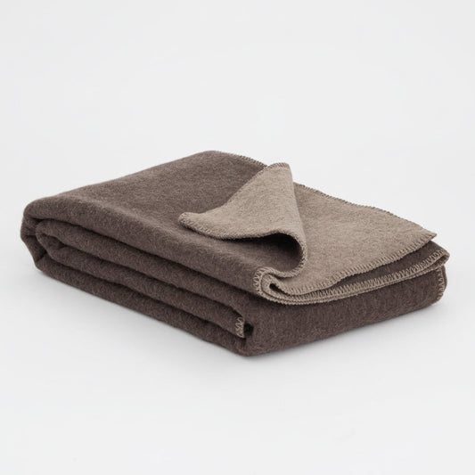 Hand-loomed Brown Grizzly Merino Wool Throw Blanket (Made in Ukraine)
