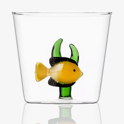Ichendorf Milano Marine Yellow and Green Garden Fish Glass Handmade Tumbler