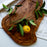Live Edge Olive Wood Handmade Cutting Board With Juice Grooves & Handle (Large)
