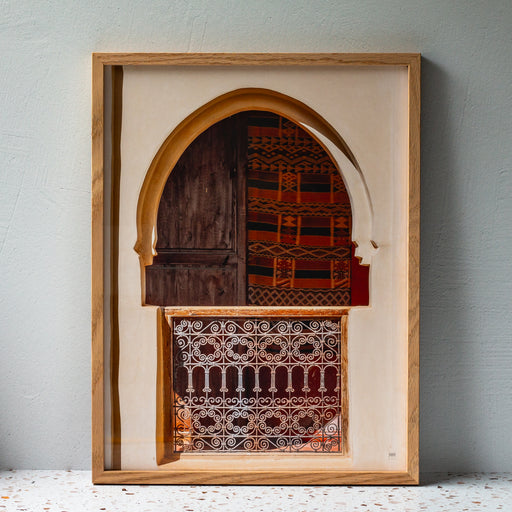 Moroccan Windows Art Print in Natural Oak Frame