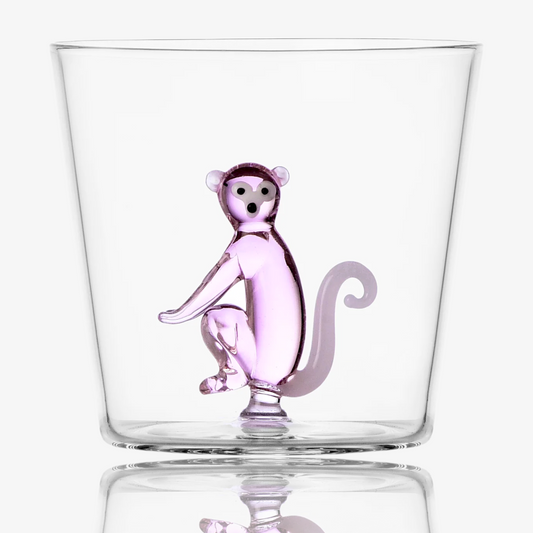Ichendorf Milano Savannah Pink Monkey Glass Handmade Tumbler
