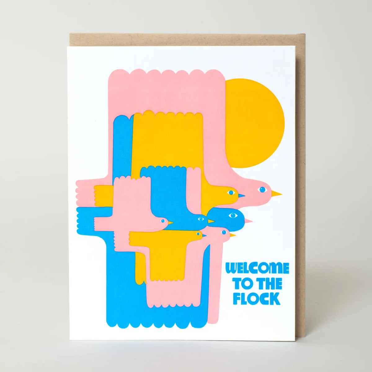 Welcome To the Flock New Baby Letterpress Greeting Card