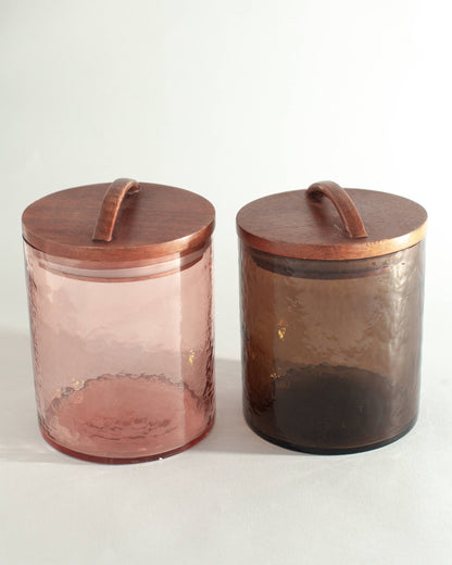 Handblown Hammered Glass Canisters