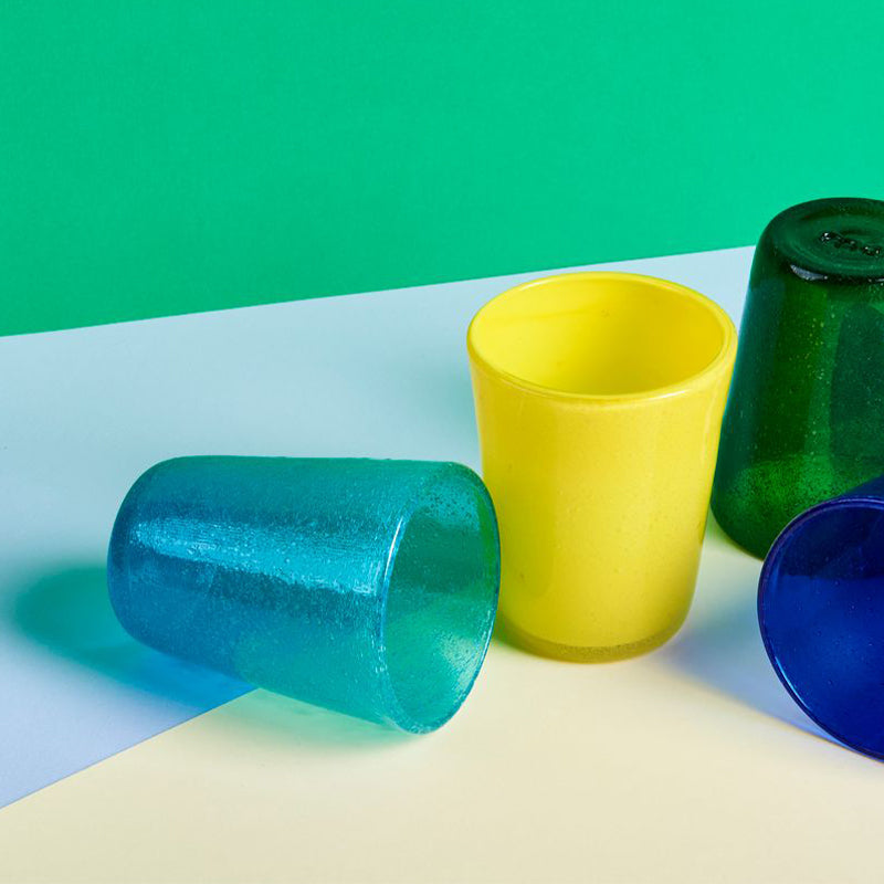 Turquoise Handmade Memento Matera Glass Tumbler (Translucent)